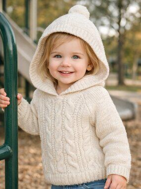 Cat & Jack Cream Cable‑Knit Hooded Sweater 2T/3T NWT